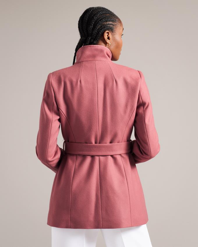 Manteau Ted Baker Short Wool Wrap Rose Femme | NXY-53201043